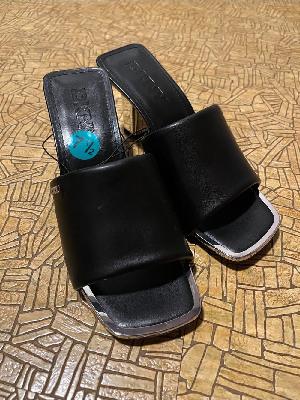 DKNY Kaye Square toe slip on sandals